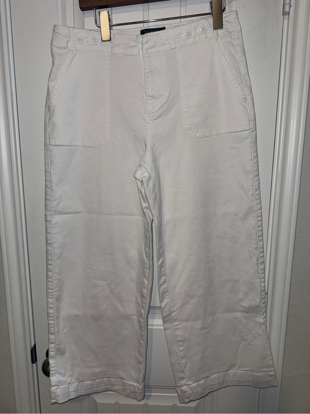 Talbots White Cotton Wide-Leg Chinos